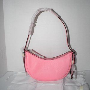 COACH Luna Zip Pebble Leather Shoulder Bag in LH Flower Pink #CC439 LHVDT NWT